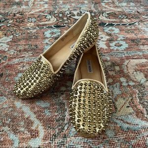 Steve Madden Studly Gold Sparkle Loafers Slip Ons